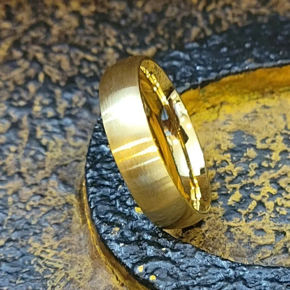 Men's Matte Gold Wedding Ring Band - Gold Wedding Ring For Him - Picture 6 of 6